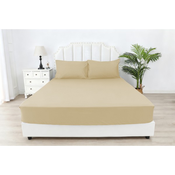 Фото - Простынь односпальная SOHO на гумці 90х200+25см Beige (03-BT-0933-Beige)